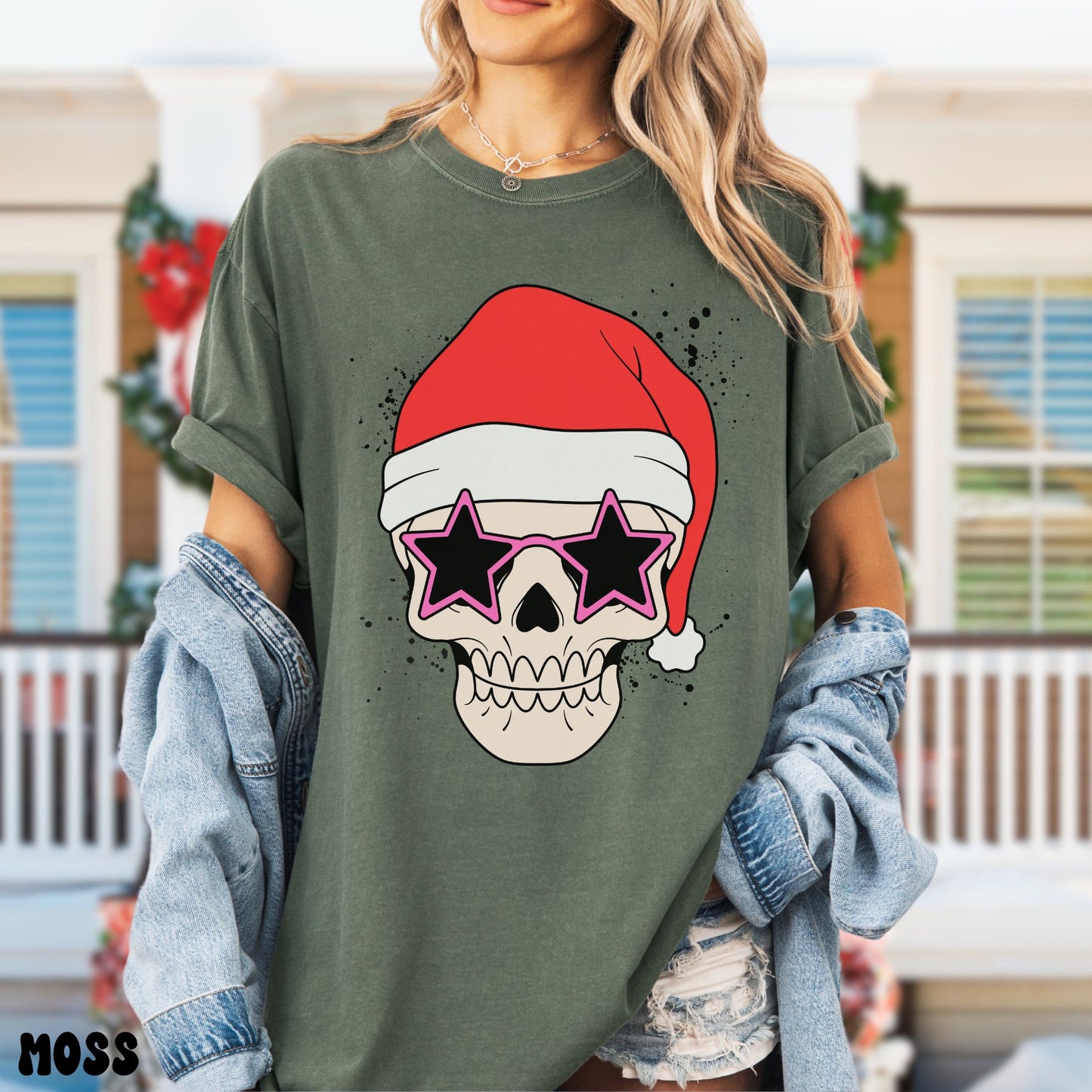 SANTA SKELETON SHIRT *PINK SUNGLASSES*