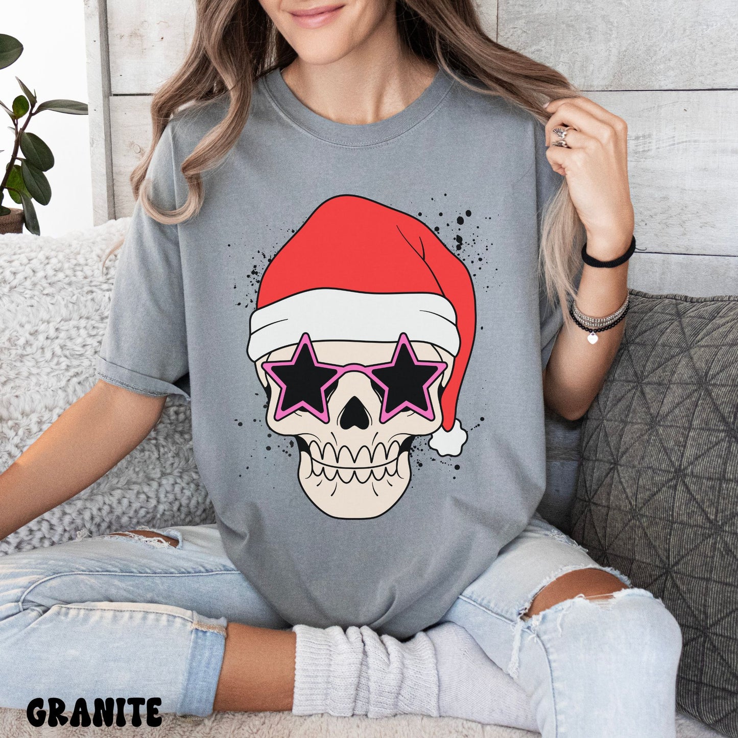 SANTA SKELETON SHIRT *PINK SUNGLASSES*