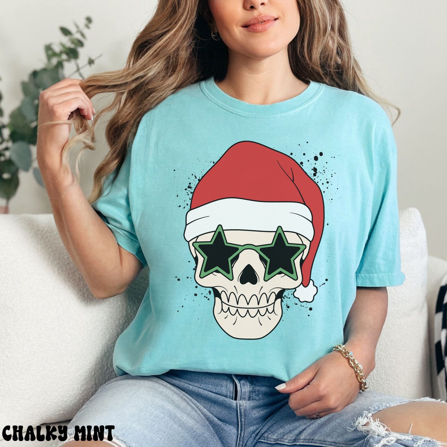 SANTA SKELETON SHIRT *GREEN SUNGLASSES*