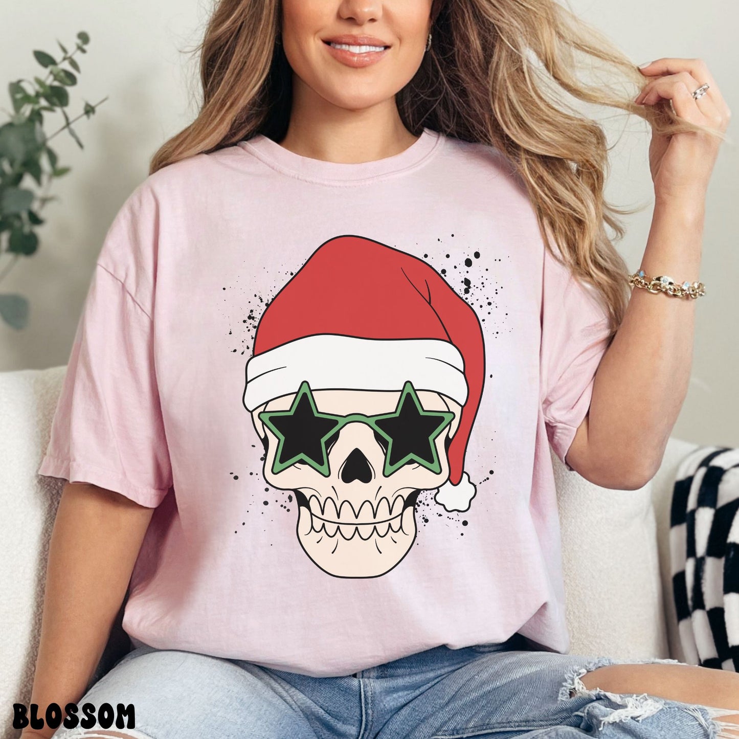 SANTA SKELETON SHIRT *GREEN SUNGLASSES*