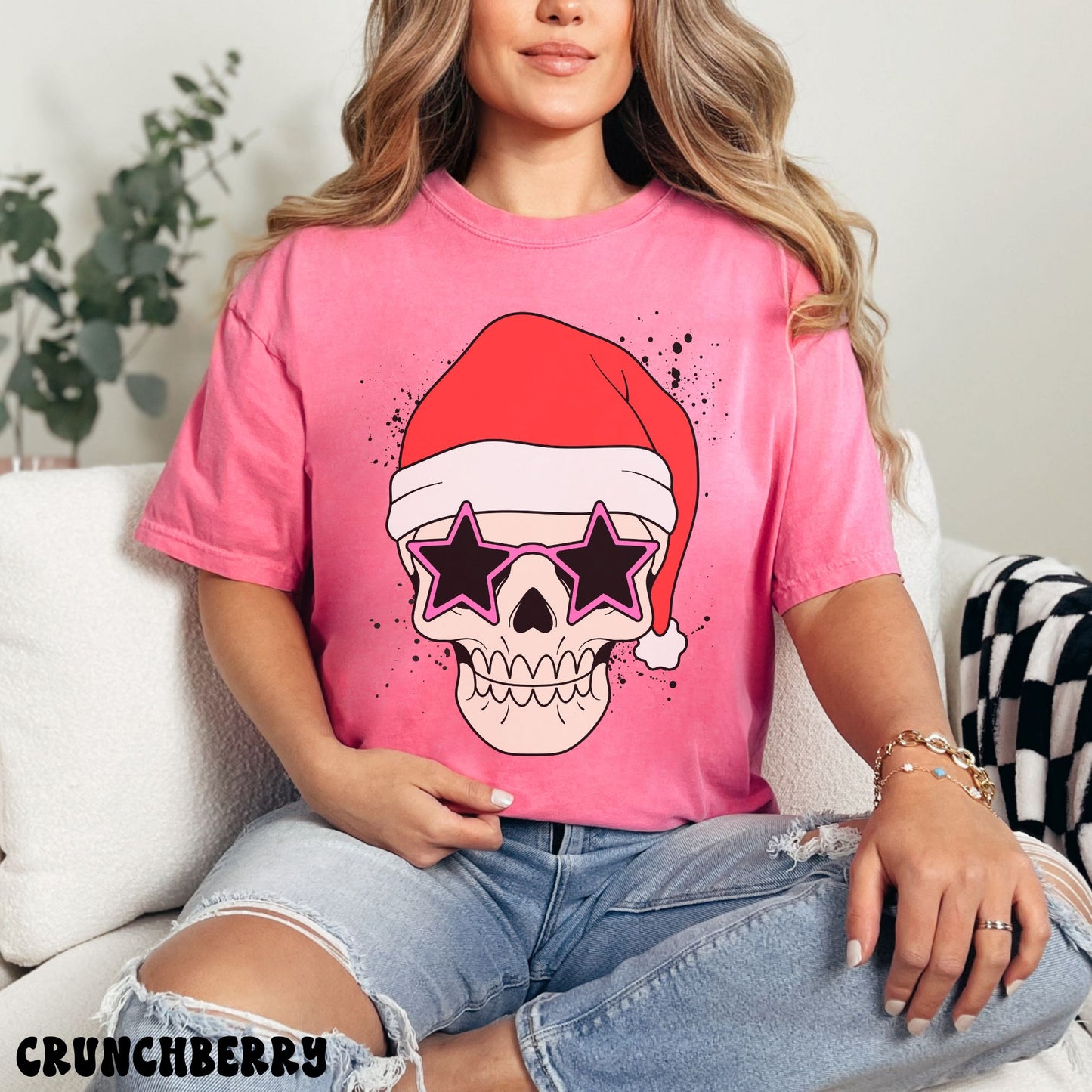 SANTA SKELETON SHIRT *PINK SUNGLASSES*