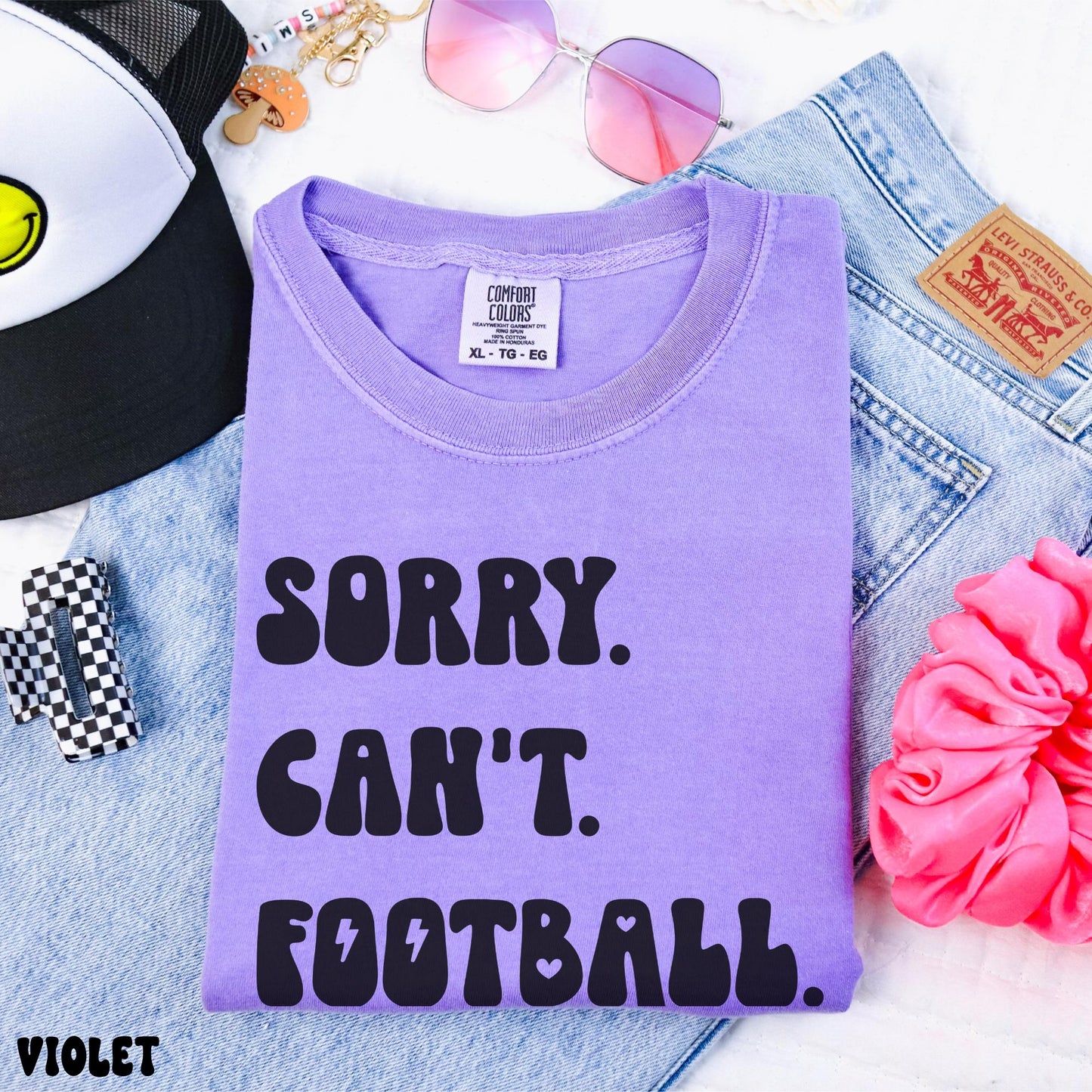 SORRY CAN'T FOOTBALL SHIRT *BLACK DESIGN*