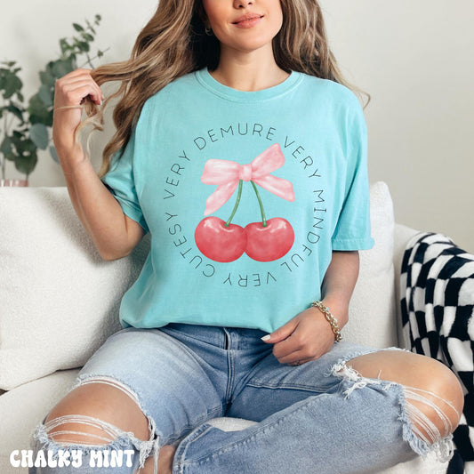 VERY DEMURE COQUETTE CHERRY SHIRT